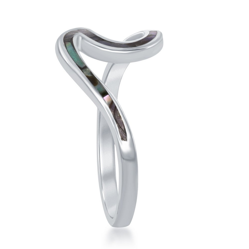 Sterling Silver Abalone Wave Design Ring