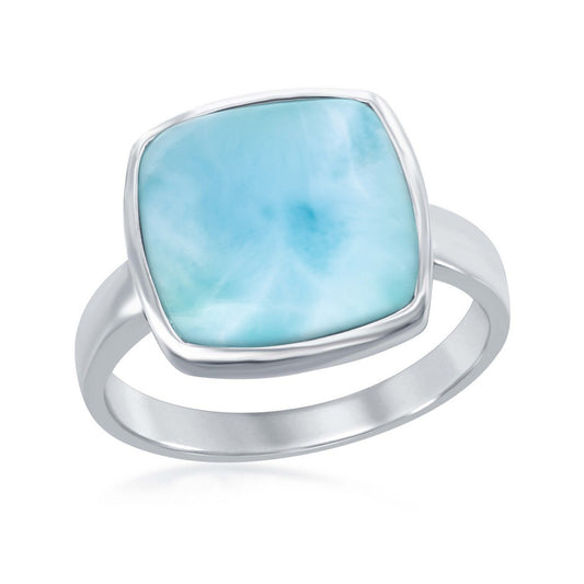 Sterling Silver Larimar Square Ring