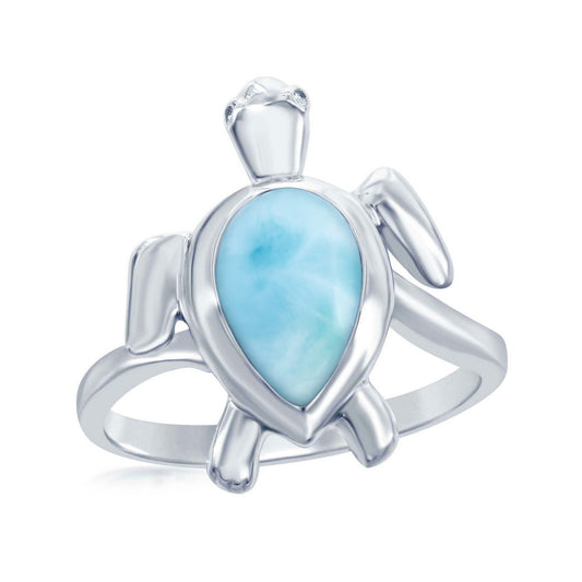 Sterling Silver Larimar Turtle Ring