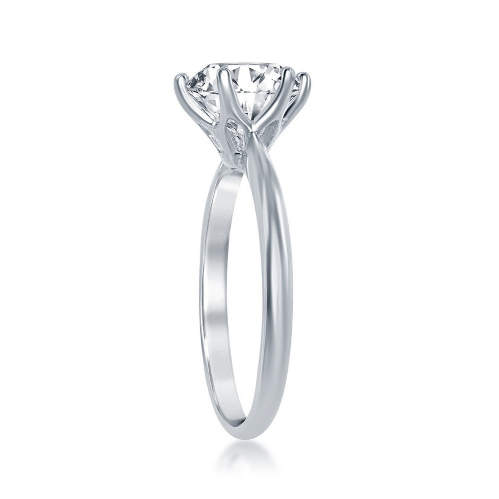 Sterling Silver Six-Prong Solitaire CZ Engagement Ring