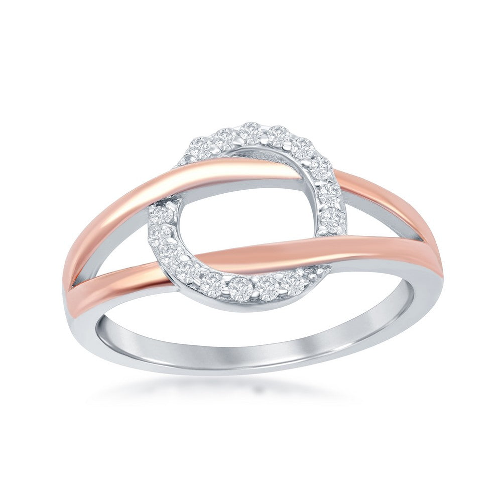 Sterling Silver + Rose Gold Plated Cricle Ring