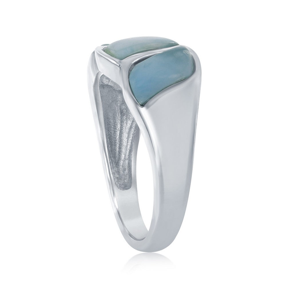Sterling Silver Larimar Wave Design Ring