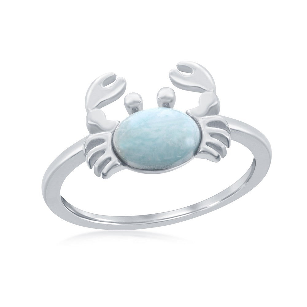 Sterling Silver Larimar Crab Ring