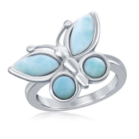 Sterling Silver Larimar Butterfly Ring