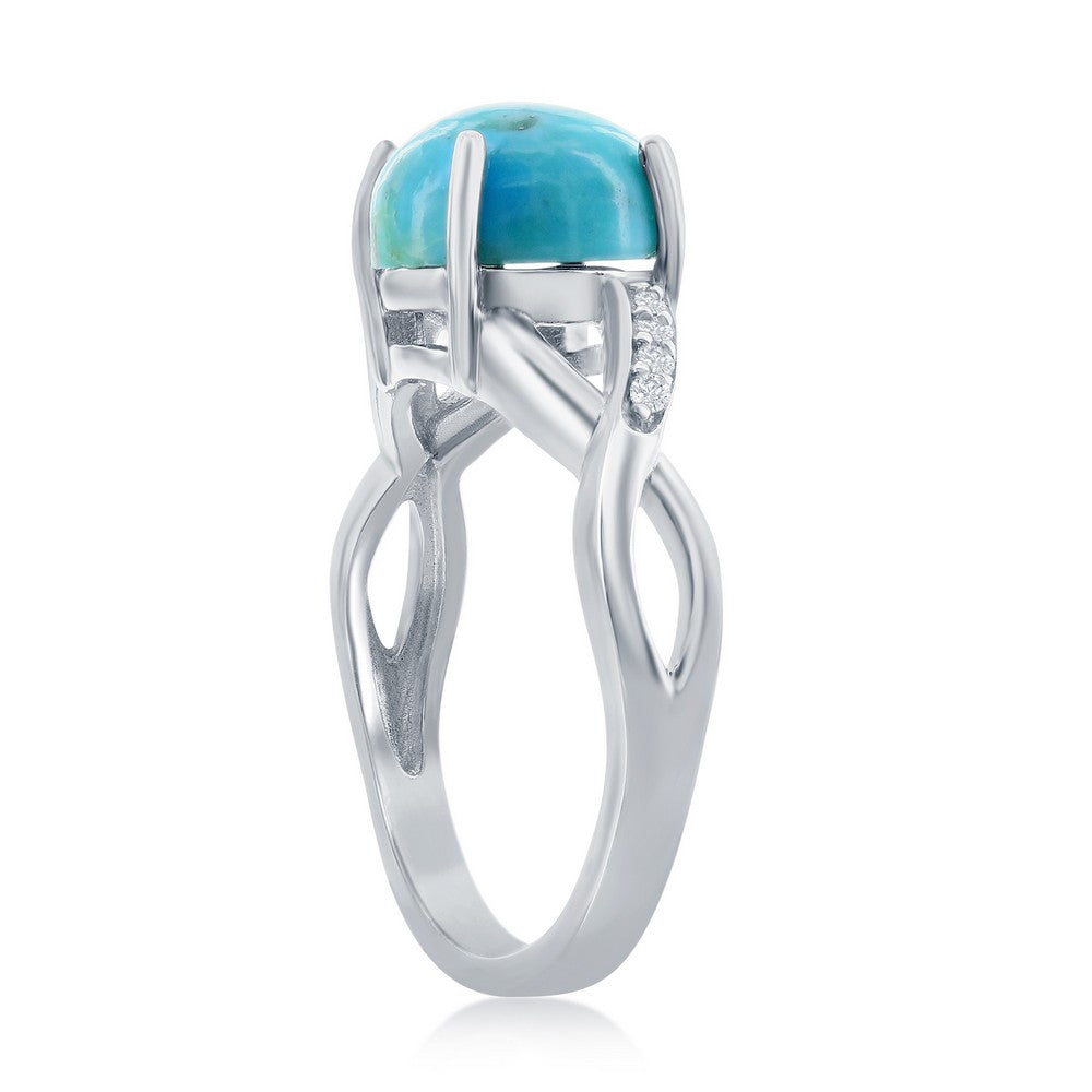 Sterling Silver Turquoise & CZ Open Shank Ring