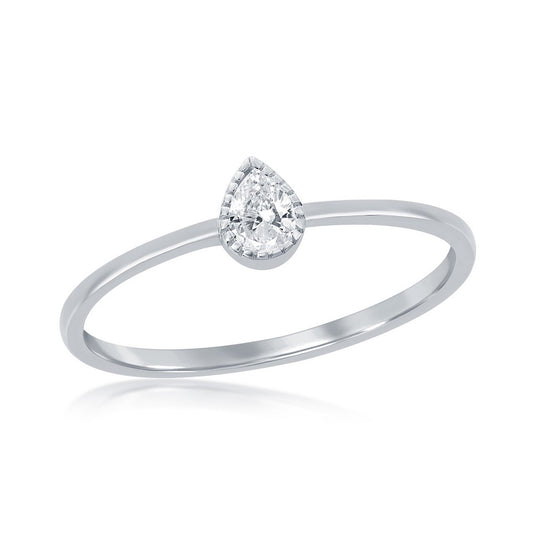 Sterling Silver Pear-Shaped CZ Ring