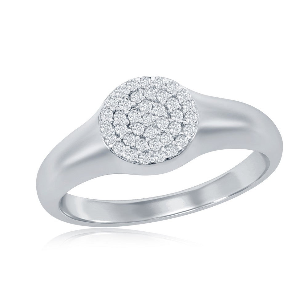 Sterling Silver Micro Pave CZ Round Ring