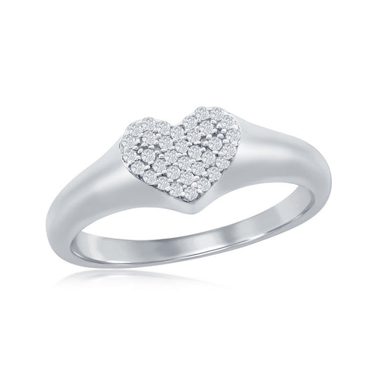 Sterling Silver Micro Pave CZ Heart Ring