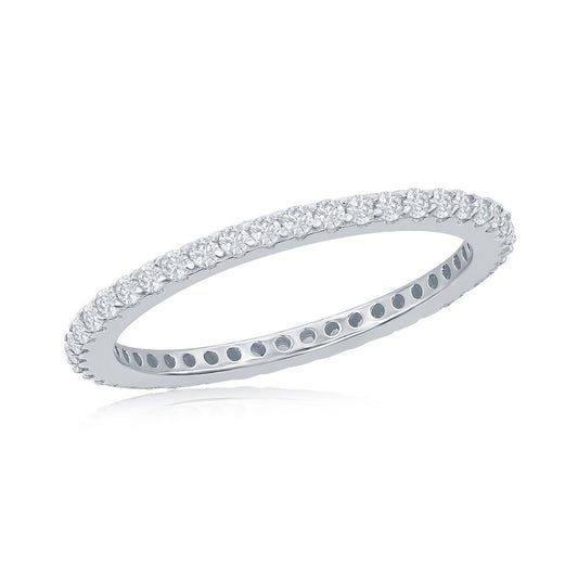 Sterling Silver CZ Eternity 1.5mm Band Ring