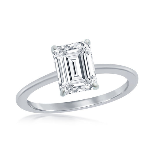 Sterling Silver Four-Prong 8mm Emerald-Cut Engagement Ring