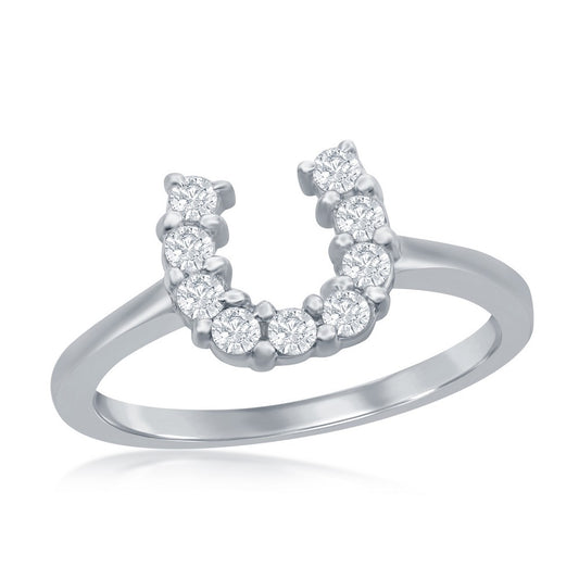 Sterling Silver Horseshoe CZ Ring