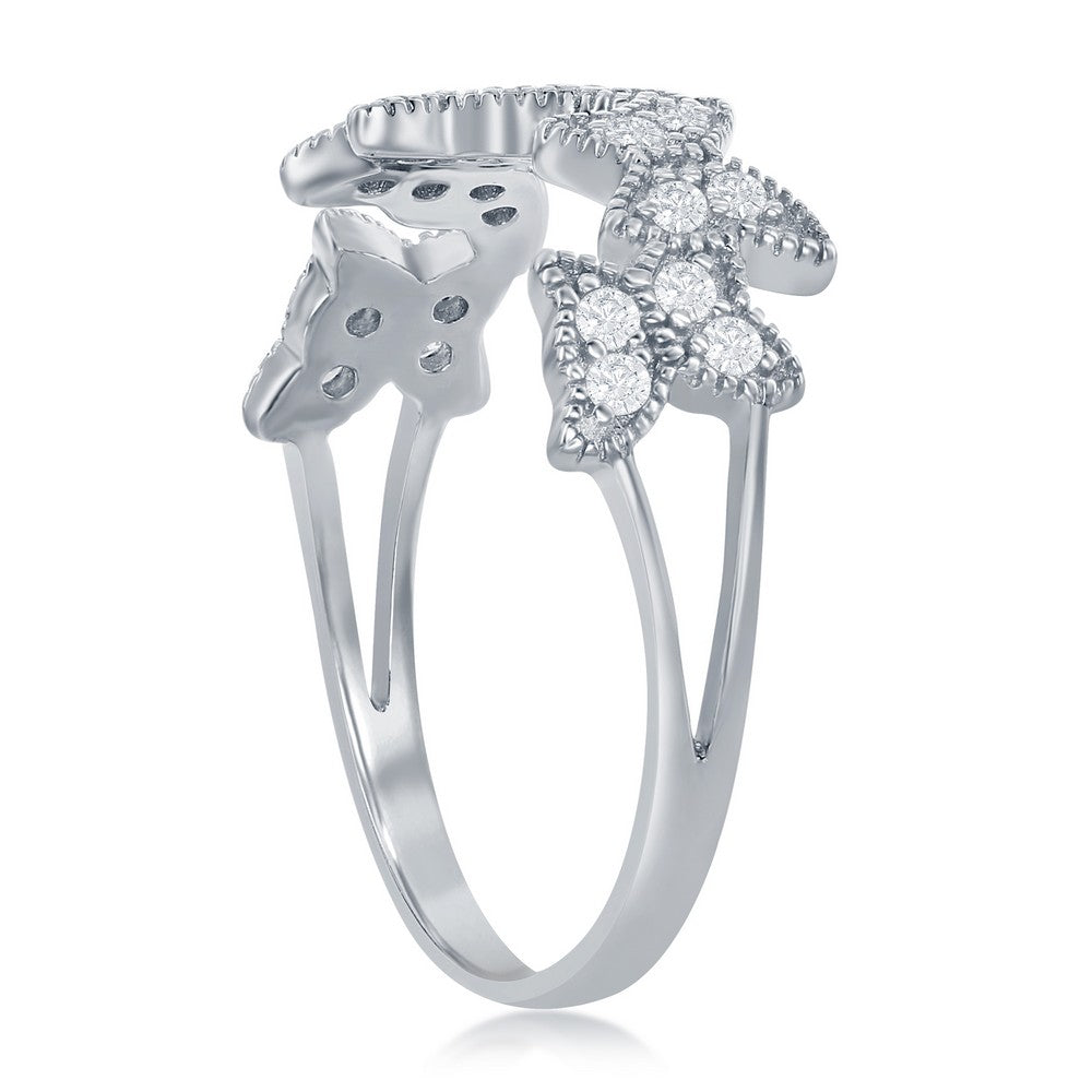 Sterling Silver Clear CZ Butterfly Ring