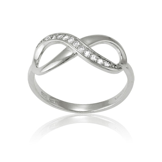 Sterling Silver Half White Topaz Infinity Ring