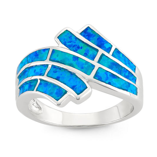 Sterling Silver Blue Inlay Opal Ring