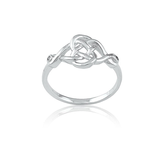 Sterling Silver Interlocking Design With White Topaz Ring