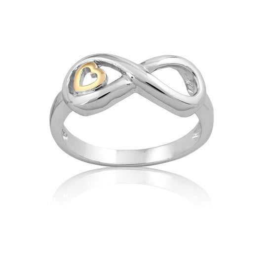 Sterling Silver Infinity With GP Heart Ring