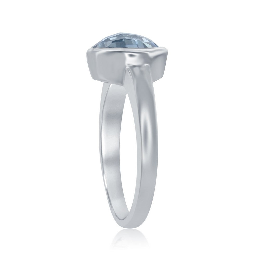 Sterling Silver Square Gemstone Ring - Blue Topaz