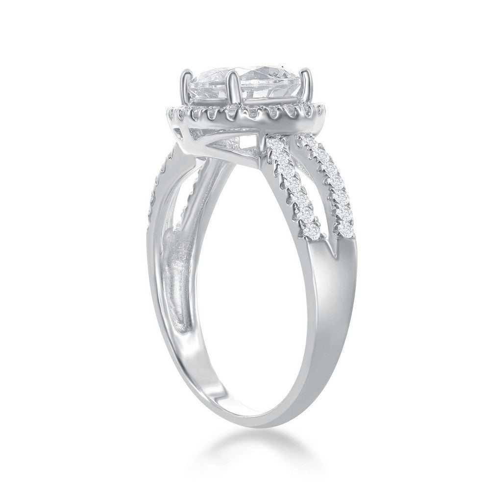 Sterling Silver Halo Style CZ Engagement Ring