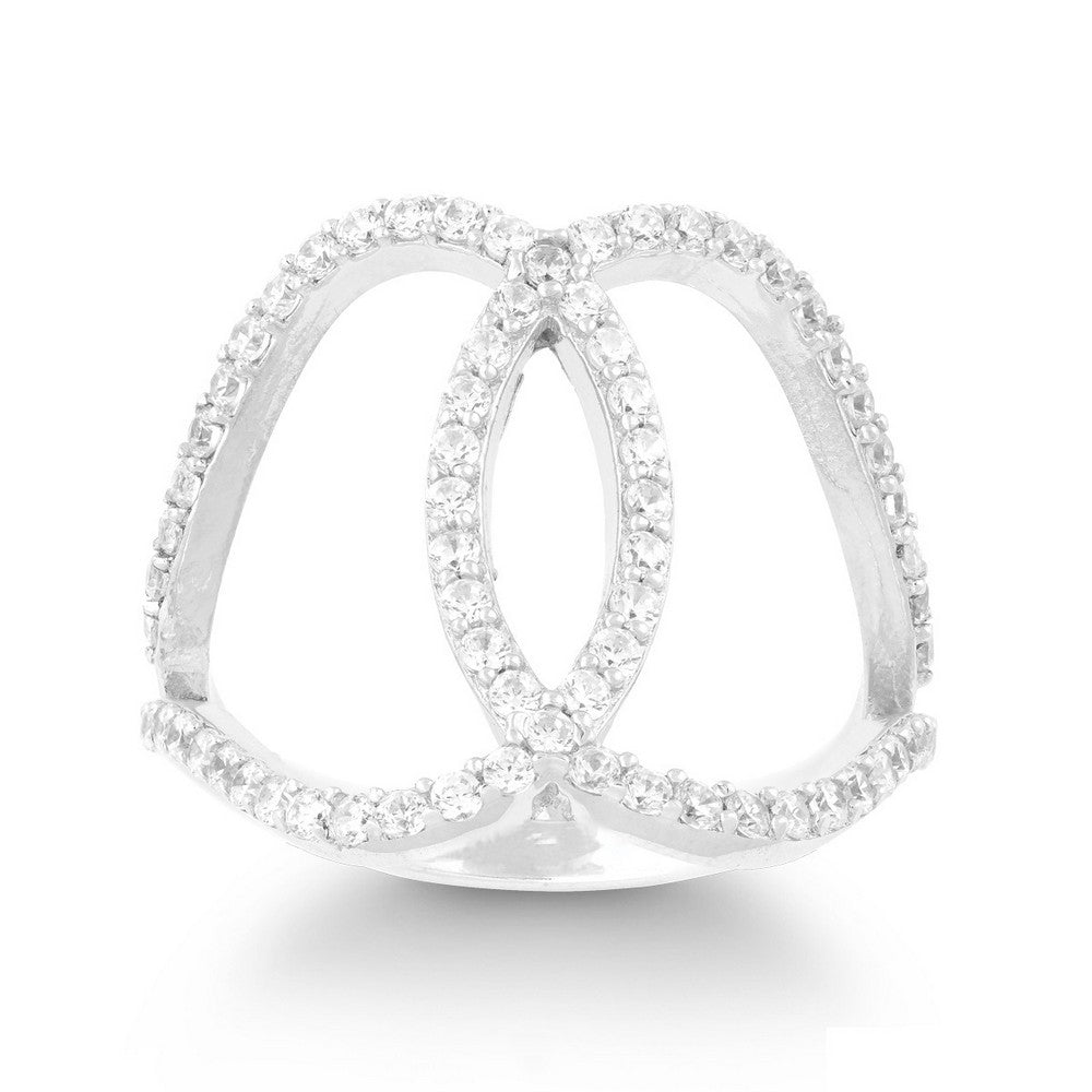 Sterling Silver CZ Double Oval Ring