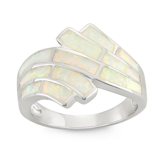 Sterling Silver White Inlay Opal Ring