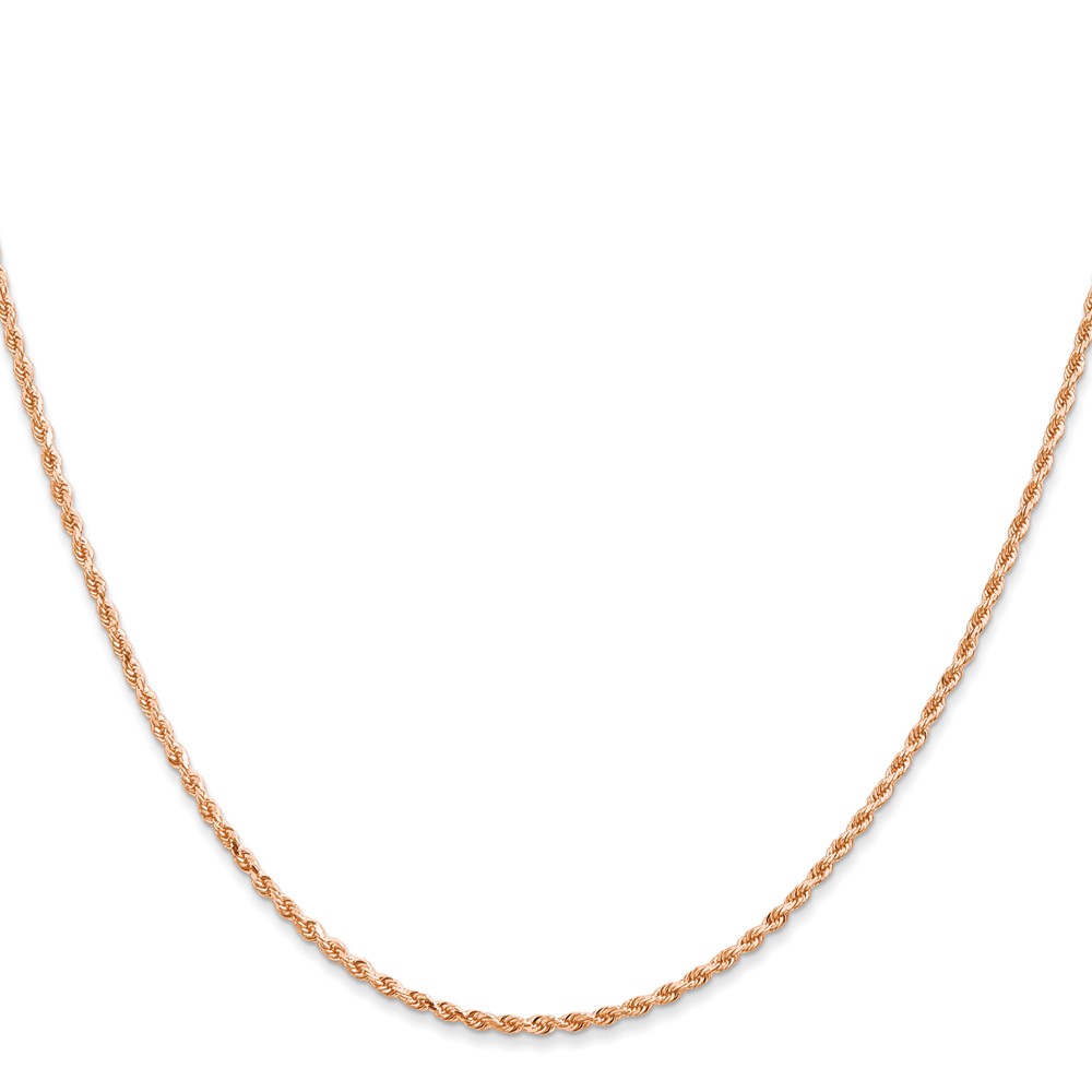 14K Rose Gold 1.5mm Diamond-cut Rope with Lobster Clasp Chain - Image 2