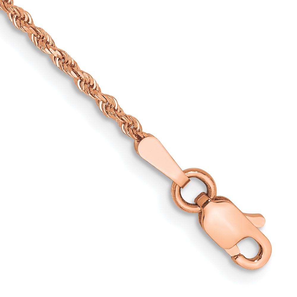 14K Rose Gold 1.75mm Diamond-cut Rope with Lobster Clasp Anklet - Image 1