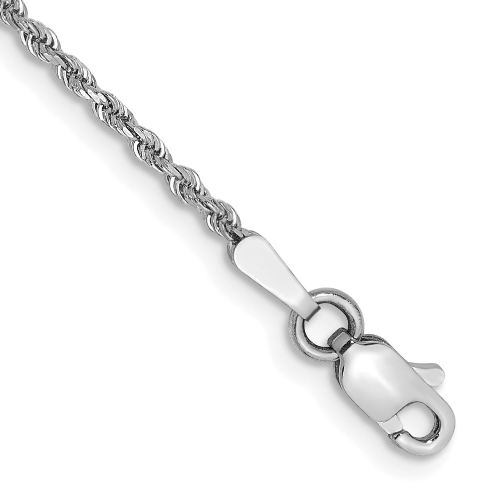 14K White Gold 1.5mm Diamond-cut Rope with Lobster Clasp Anklet - Image 1