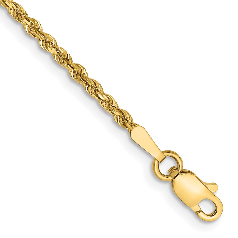 14K 1.75mm Diamond-cut Rope with Lobster Clasp Anklet - Image 1