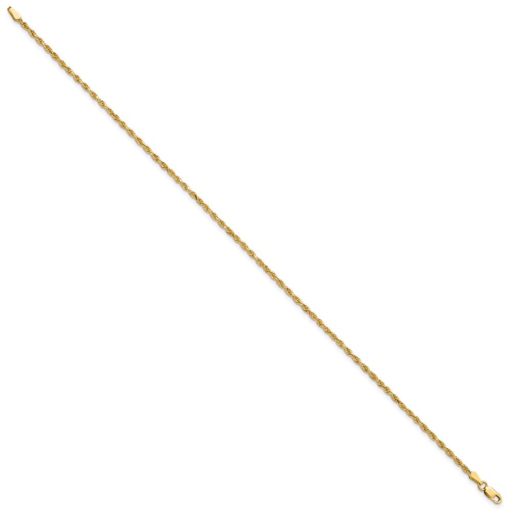 14K 2mm Diamond-cut Rope with Lobster Clasp Anklet - Image 2