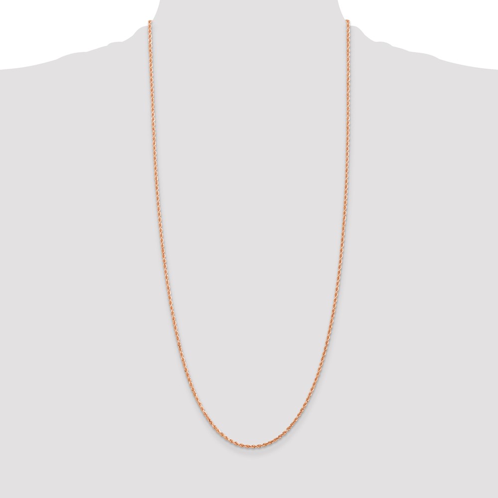 14K Rose Gold 2mm Diamond-cut Rope with Lobster Clasp Chain - Image 4