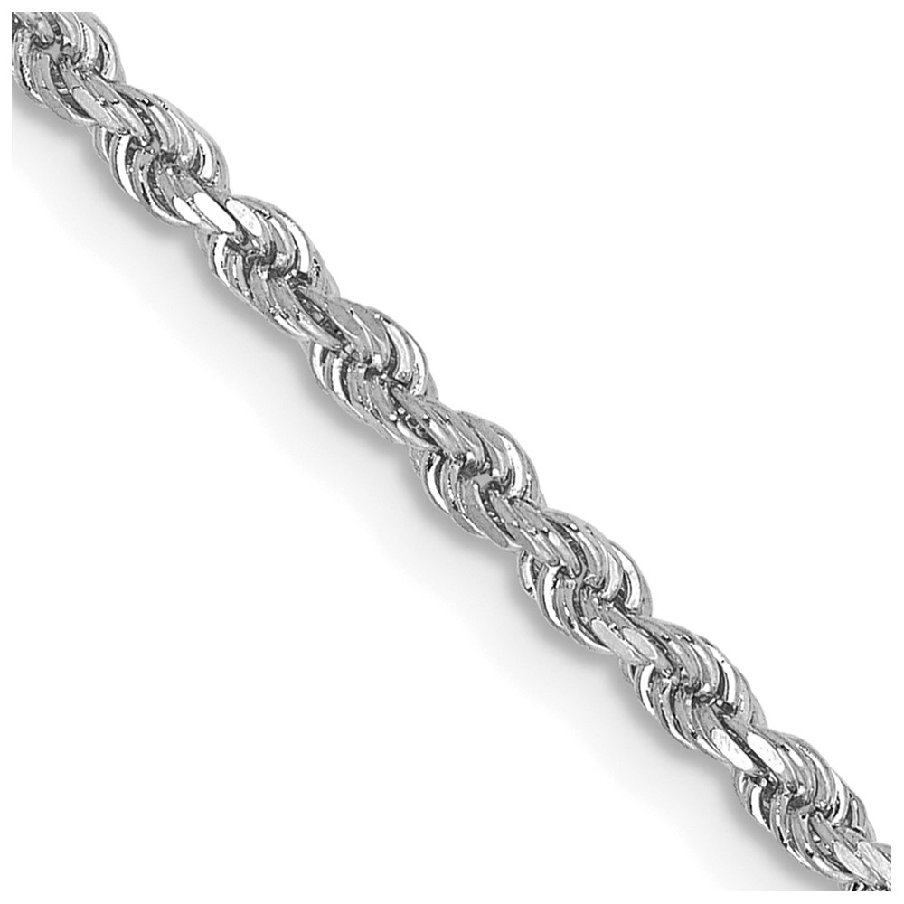14K White Gold 2mm Diamond-cut Rope with Lobster Clasp Chain - Image 1