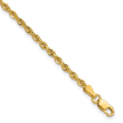 14K 2.25mm Diamond-cut Rope with Lobster Clasp Anklet