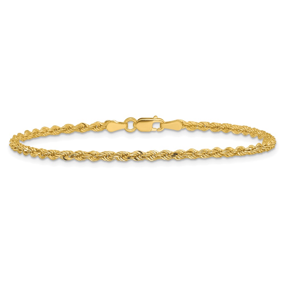 14K 2.25mm Diamond-cut Rope with Lobster Clasp Anklet - Image 4