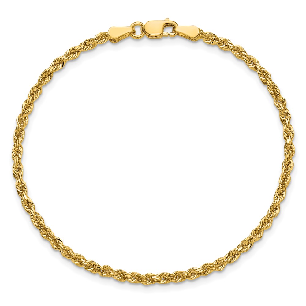 14K 2.25mm Diamond-cut Rope with Lobster Clasp Anklet - Image 5