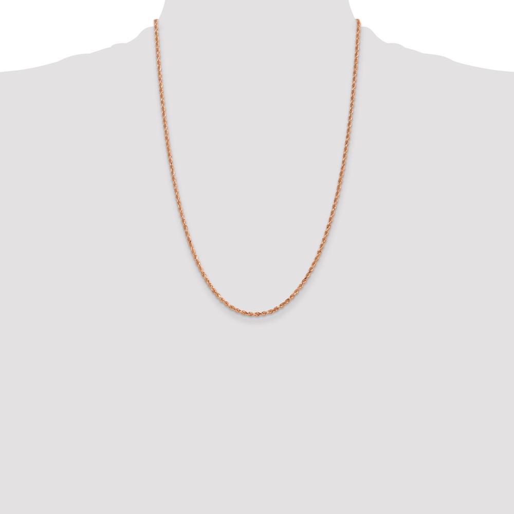 14K Rose Gold 2.25mm Diamond-cut Rope with Lobster Clasp Chain - Image 4