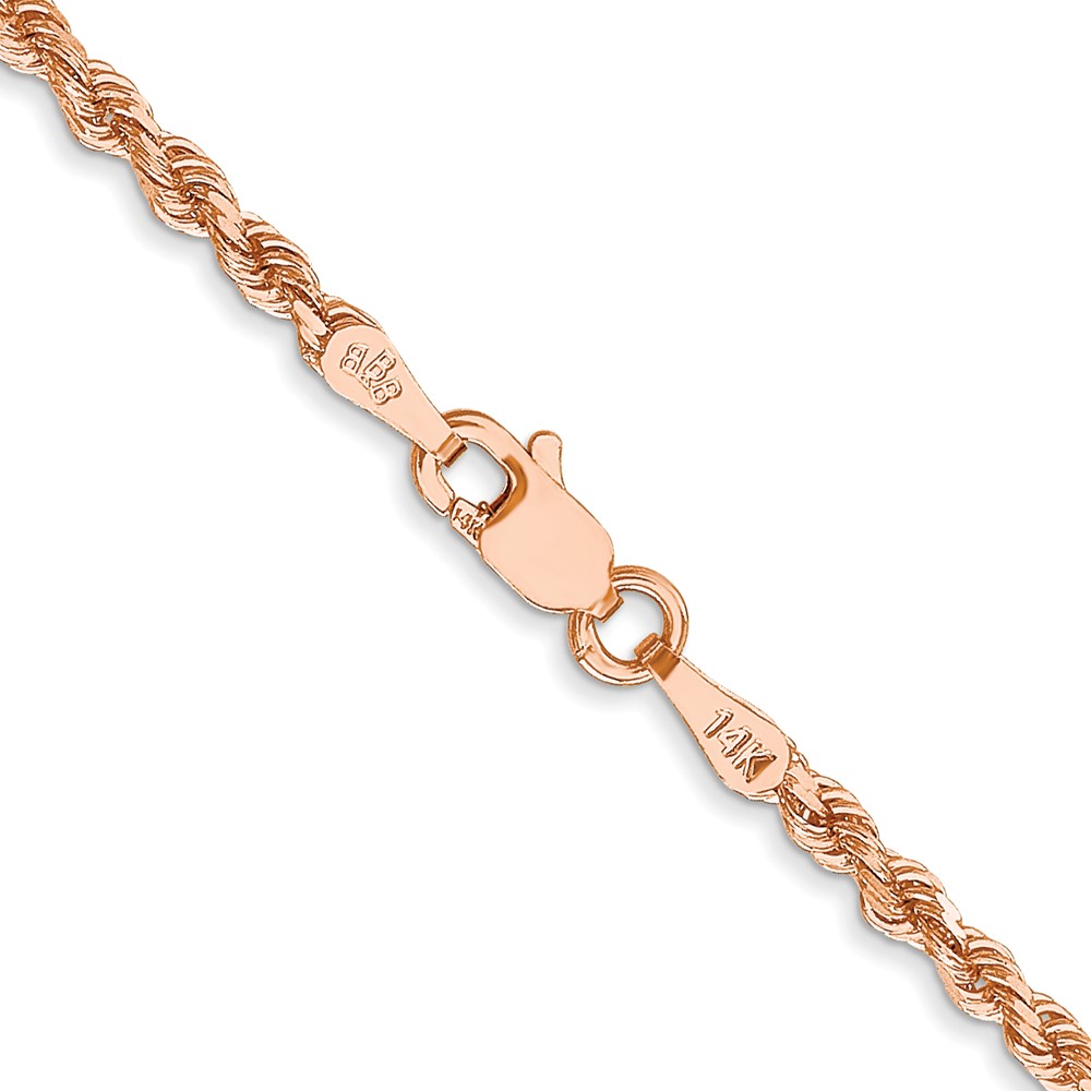 14K Rose Gold 2.25mm Diamond-cut Rope with Lobster Clasp Chain - Image 3