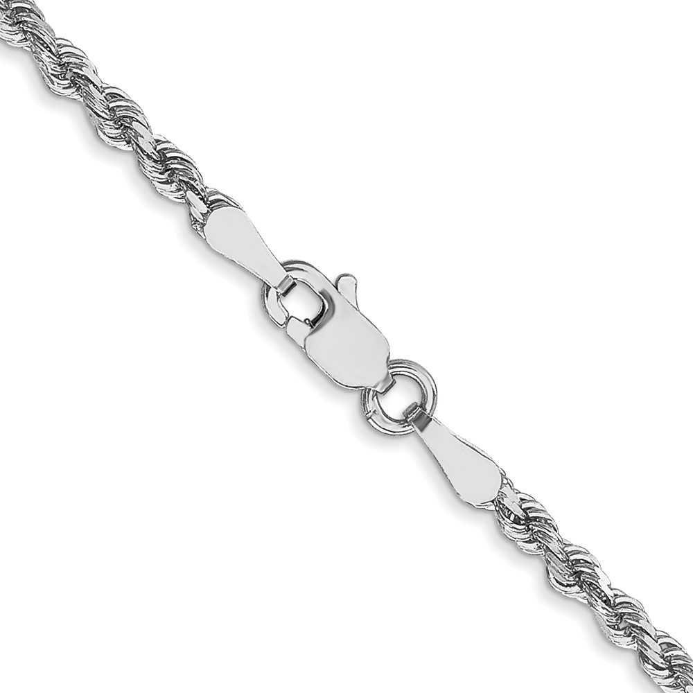 14K White Gold 2.25mm Diamond-cut Rope with Lobster Clasp Chain - Image 3