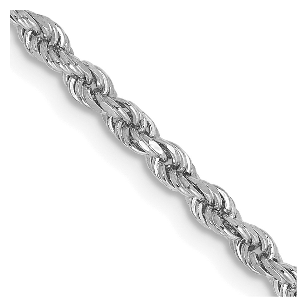 10k White Gold 2.25mm Diamond-cut Rope Chain - Image 1