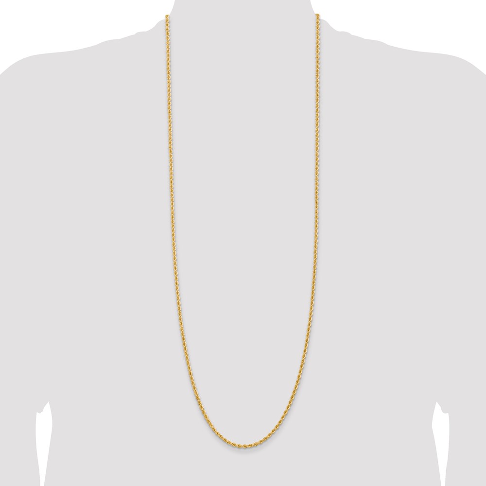 14K 2.75mm Regular Rope with Lobster Clasp Chain - Image 4