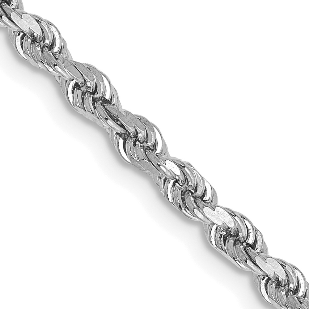 10k White Gold 2.75mm Diamond-cut Rope Chain - Image 1