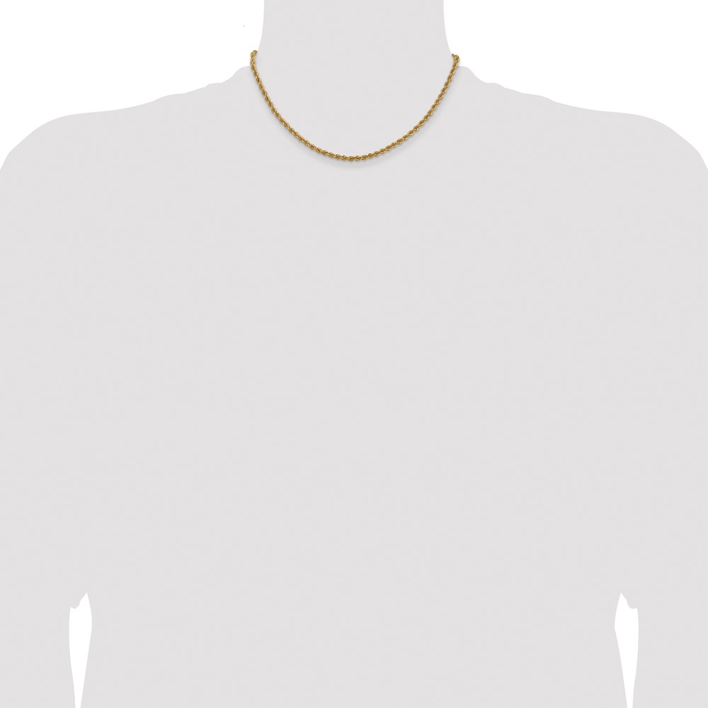 14K 3mm Regular Rope with Lobster Clasp Chain - Image 4