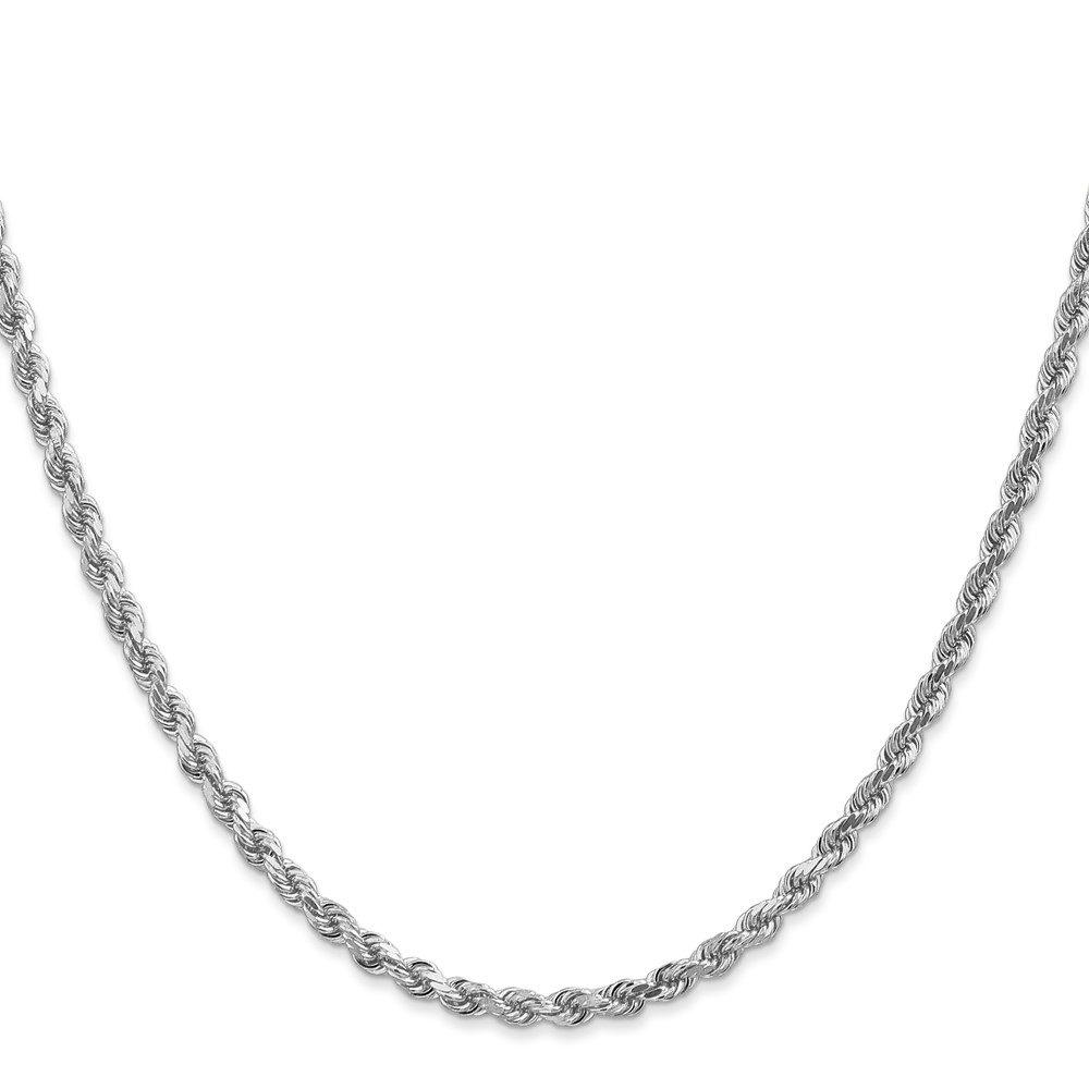 14K White Gold 3mm Diamond-cut Rope with Lobster Clasp Chain - Image 2
