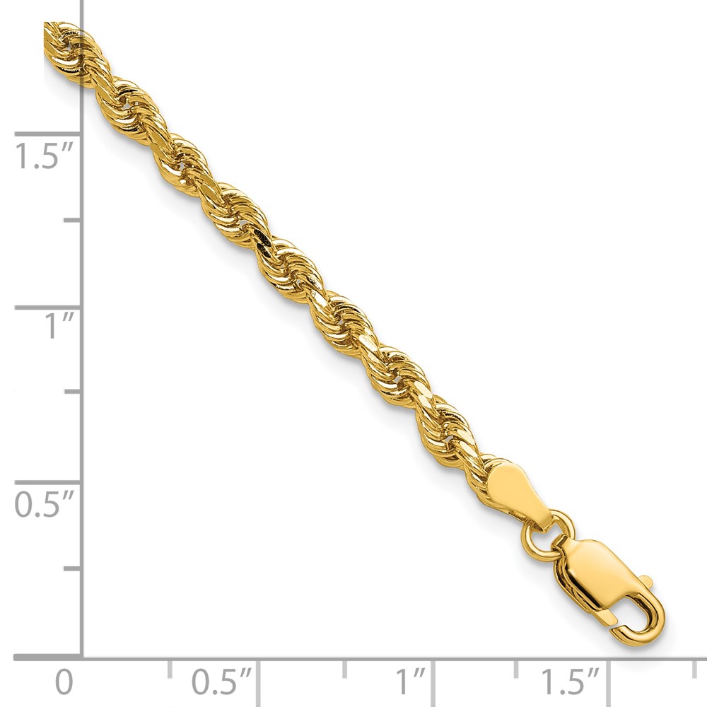 14K 3.25mm Diamond-cut Rope with Lobster Clasp Chain - Image 3