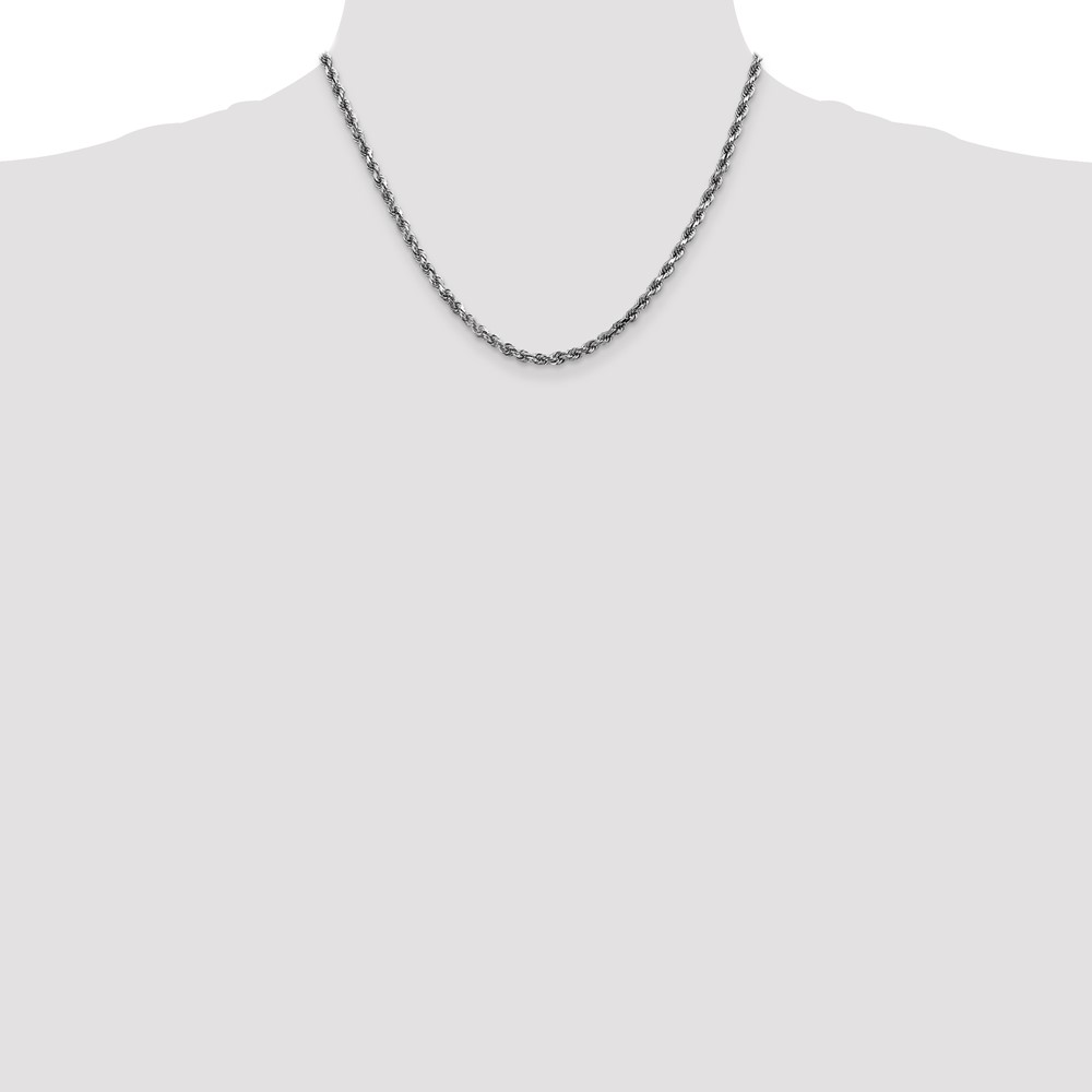 10k White Gold 3.5mm Diamond-cut Rope Chain - Image 4