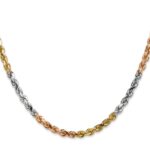 14K Tri-colored 4mm Diamond-cut Rope with Lobster Clasp Chain - Image 2