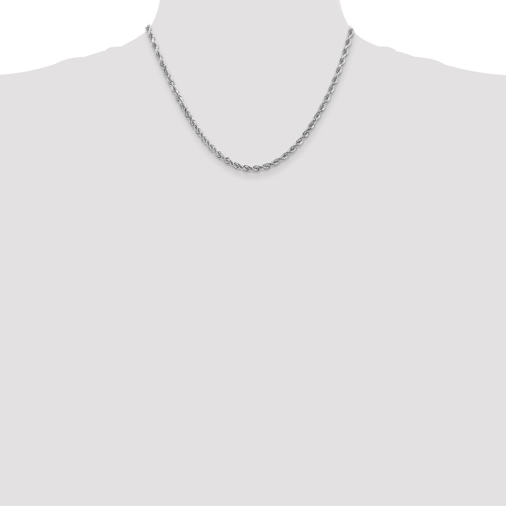 14K White Gold 4mm Diamond-cut Rope with Lobster Clasp Chain - Image 4
