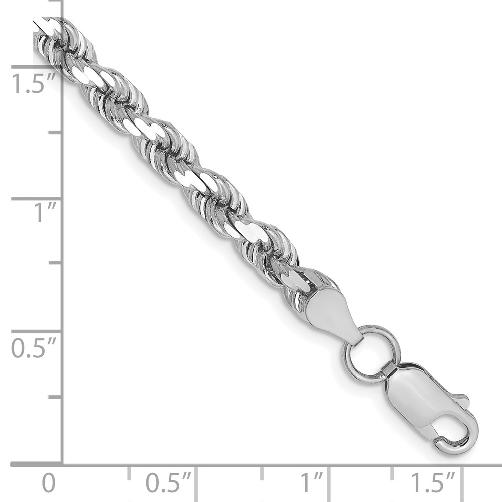14K White Gold 4.5mm Diamond-cut Rope with Lobster Clasp Chain - Image 2