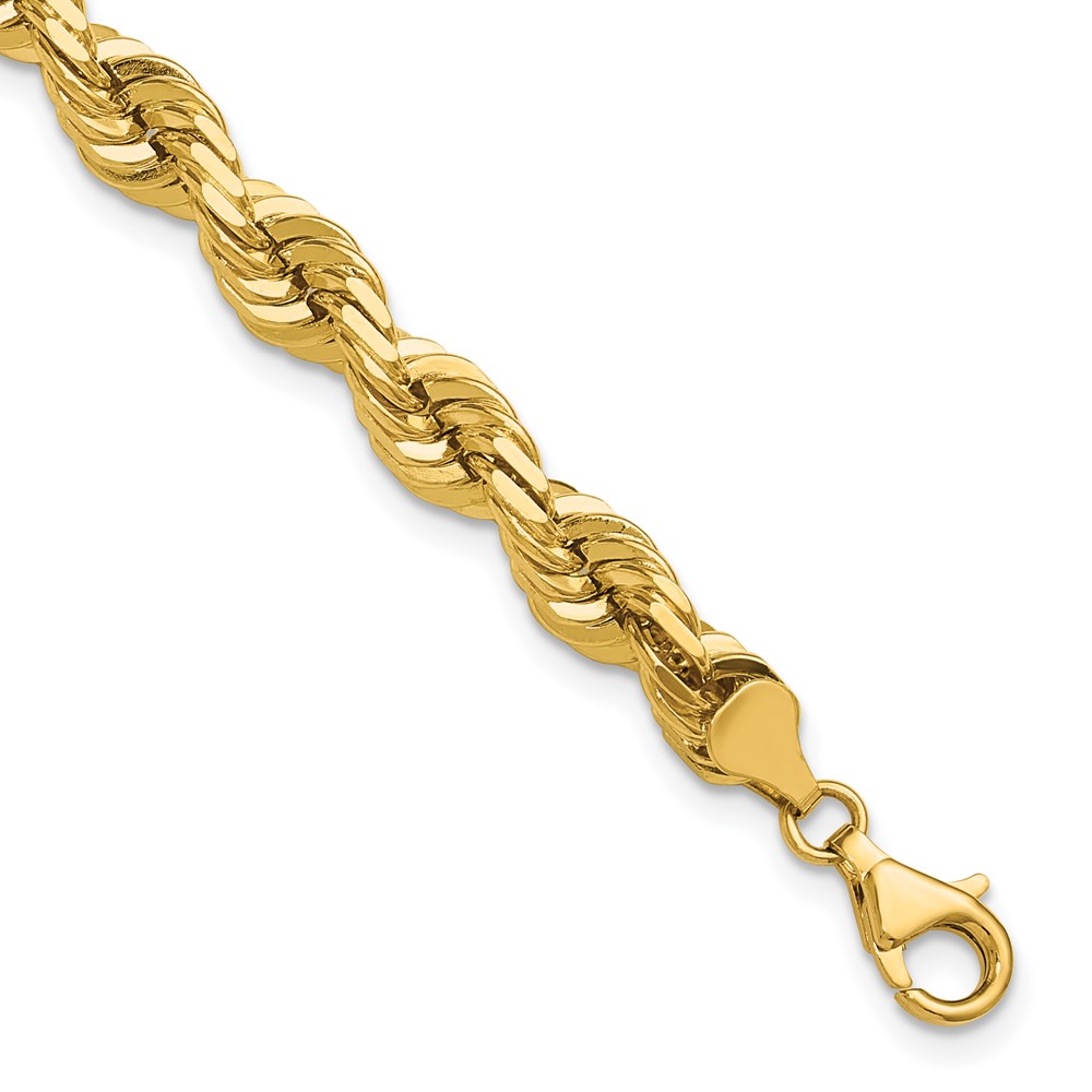 14K 7mm Diamond-cut Rope with Fancy Lobster Clasp Chain - Image 1