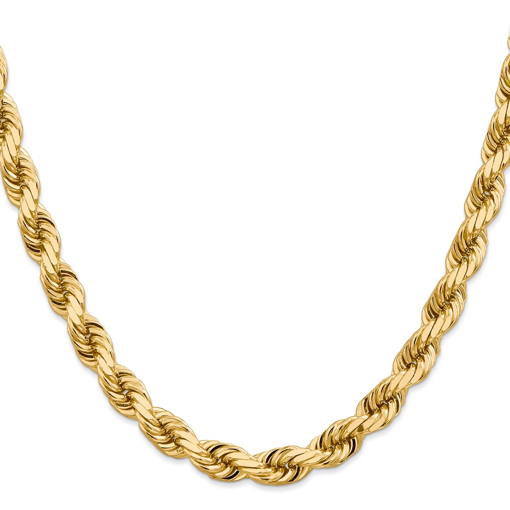 14K 8mm Diamond-cut Rope with Fancy Lobster Clasp Chain - Image 2