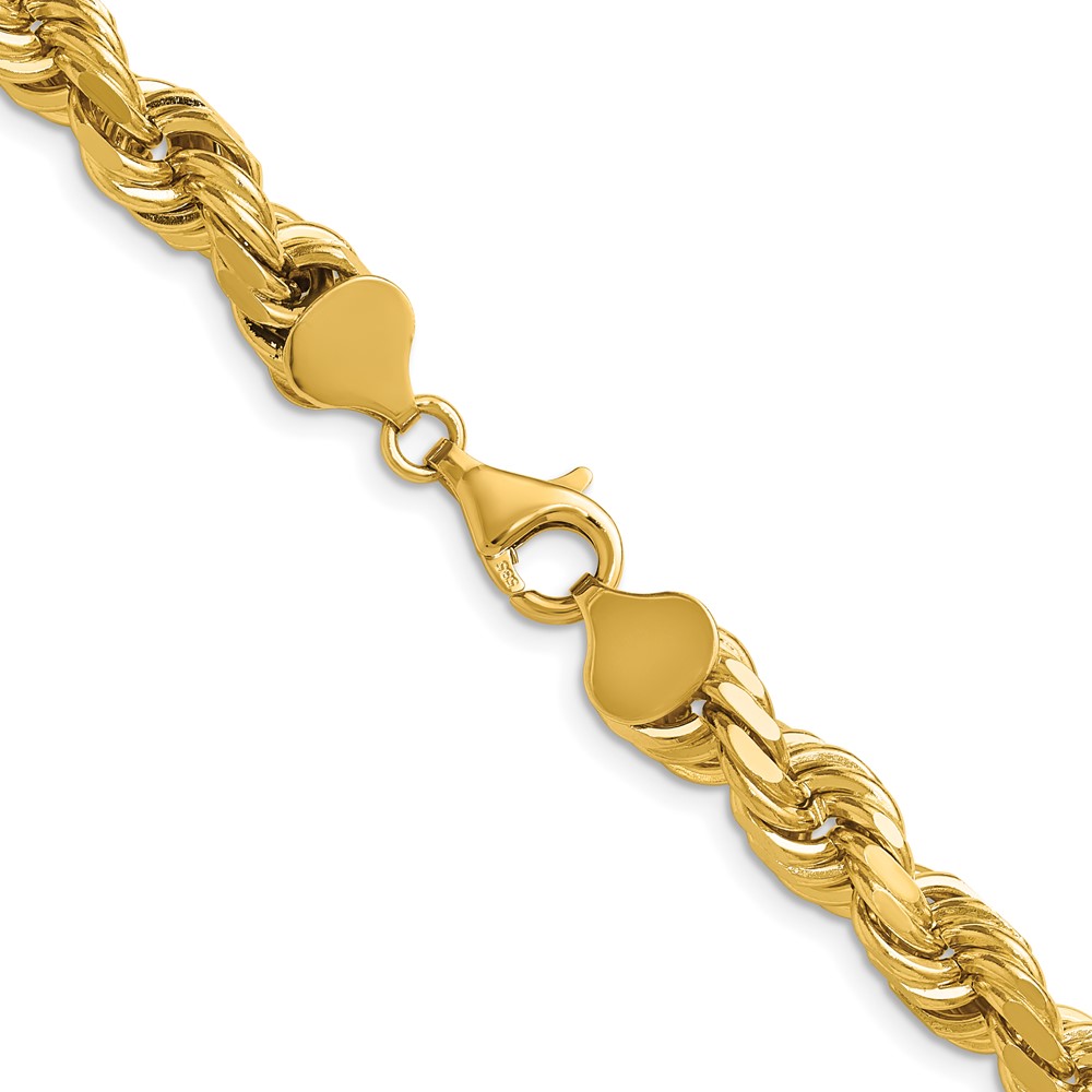 14K 8mm Diamond-cut Rope with Fancy Lobster Clasp Chain - Image 3